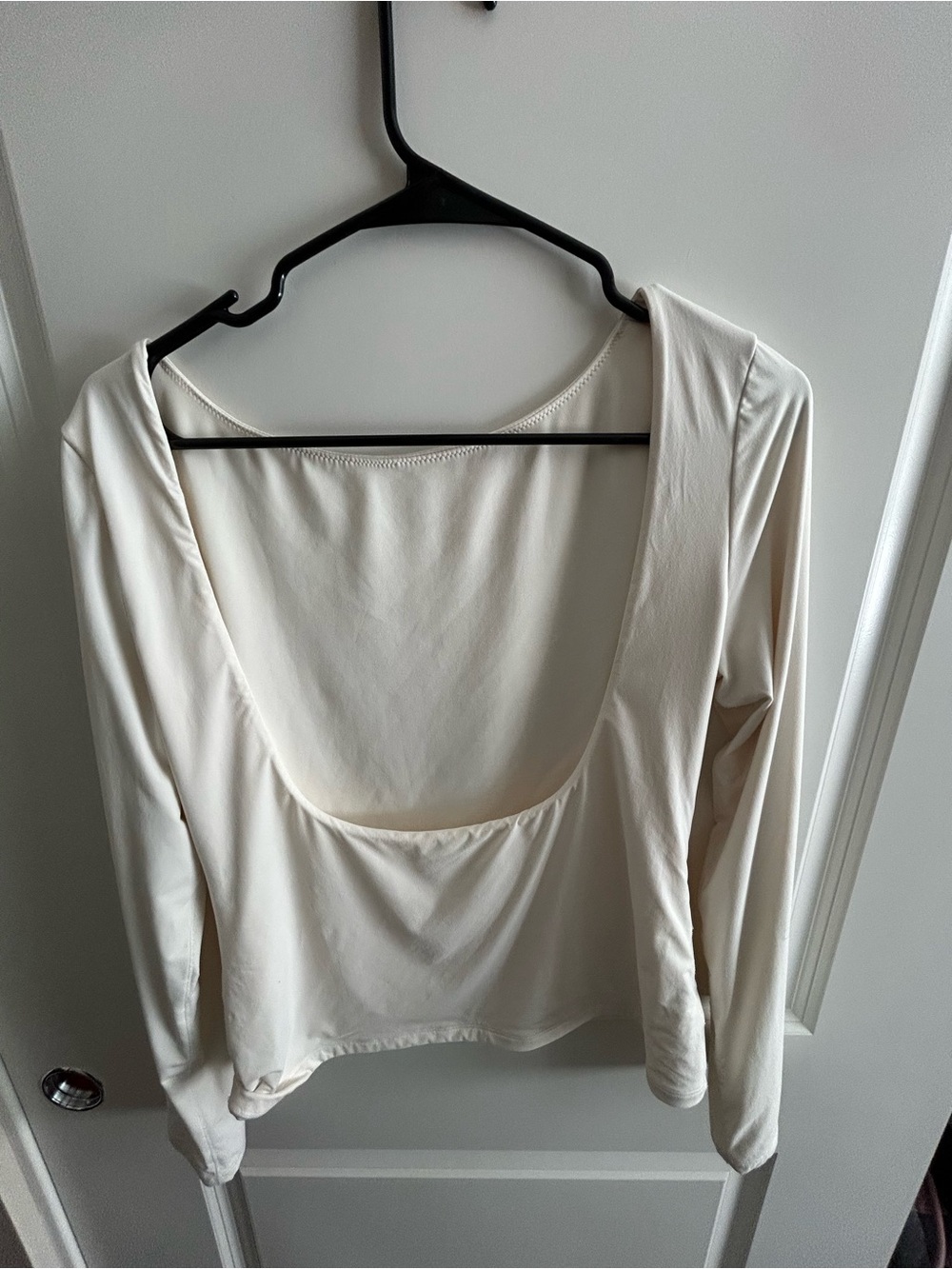 Cream Scoop-Back Long Sleeve Top